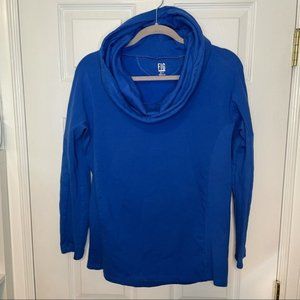 Fig Chalet Pullover Turtleneck Blue Cozy Sweater Organic Cotton Large